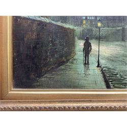 Walter Linsley Meegan (British c1860-1944): Leeds Street by Nightfall, oil on canvas signed 34cm x 49cm  
Provenance: private collection, purchased Sotheby's 14th May 1997 Lot 314