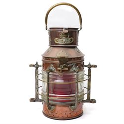 Large copper ships lantern 'Not under Command' by F & T Ross Ltd, Hull, with a plate inscr...