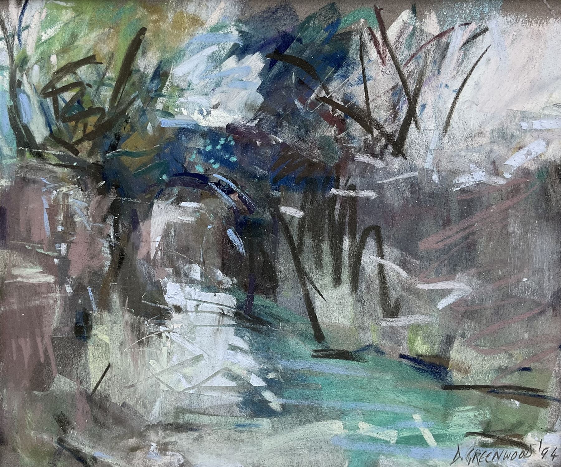 David Greenwood (Northern British Contemporary): 'Birks Bridge Duddon Valley - Cumberland', pastel on pumice paper signed and dated '94, titled verso 15cm x 18cm
