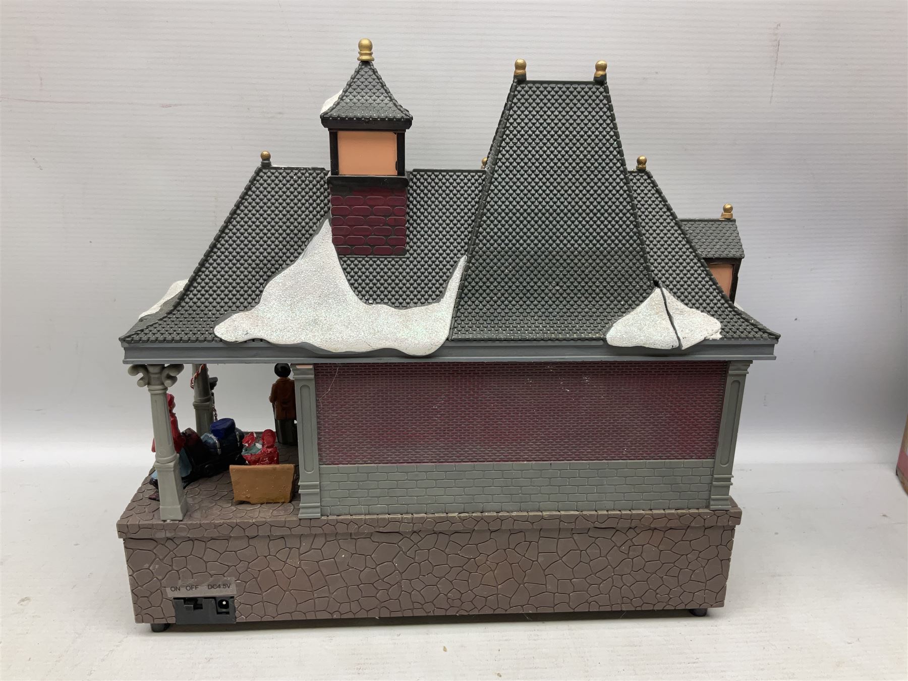 Christmas decorations; Premier LED Christmas Village scene with moving train, together with three Lumineo christmas scenes, and other similar 