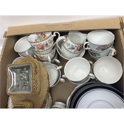 Colclough, Paragon and Hornsea tea wares, together with a Hornsea tree trunk vase, and a collection of other ceramics, in two boxes 