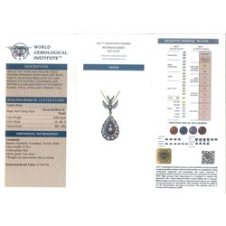 Gold and gold-plated diamond and ruby pendant necklace, the pear shaped pendant, milgrain set with round brilliant cut and single cut diamonds and calibre cut rubies, suspending from a ruby and diamond swallow bail, on a silver-gilt chain, total ruby weight 0.35 carat, total diamond weight 0.60 carat, with World Gemological Institute Report 