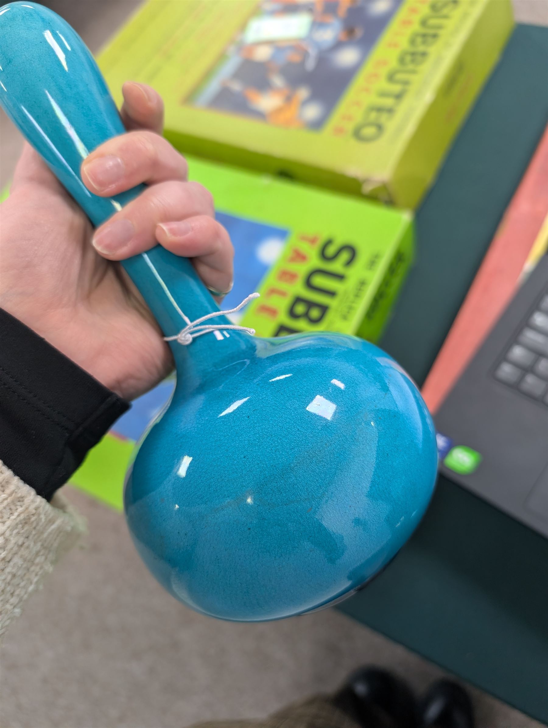 Burmantofts turquoise faience bottle shaped vase, impressed and numbered 1648 beneath, H24cm