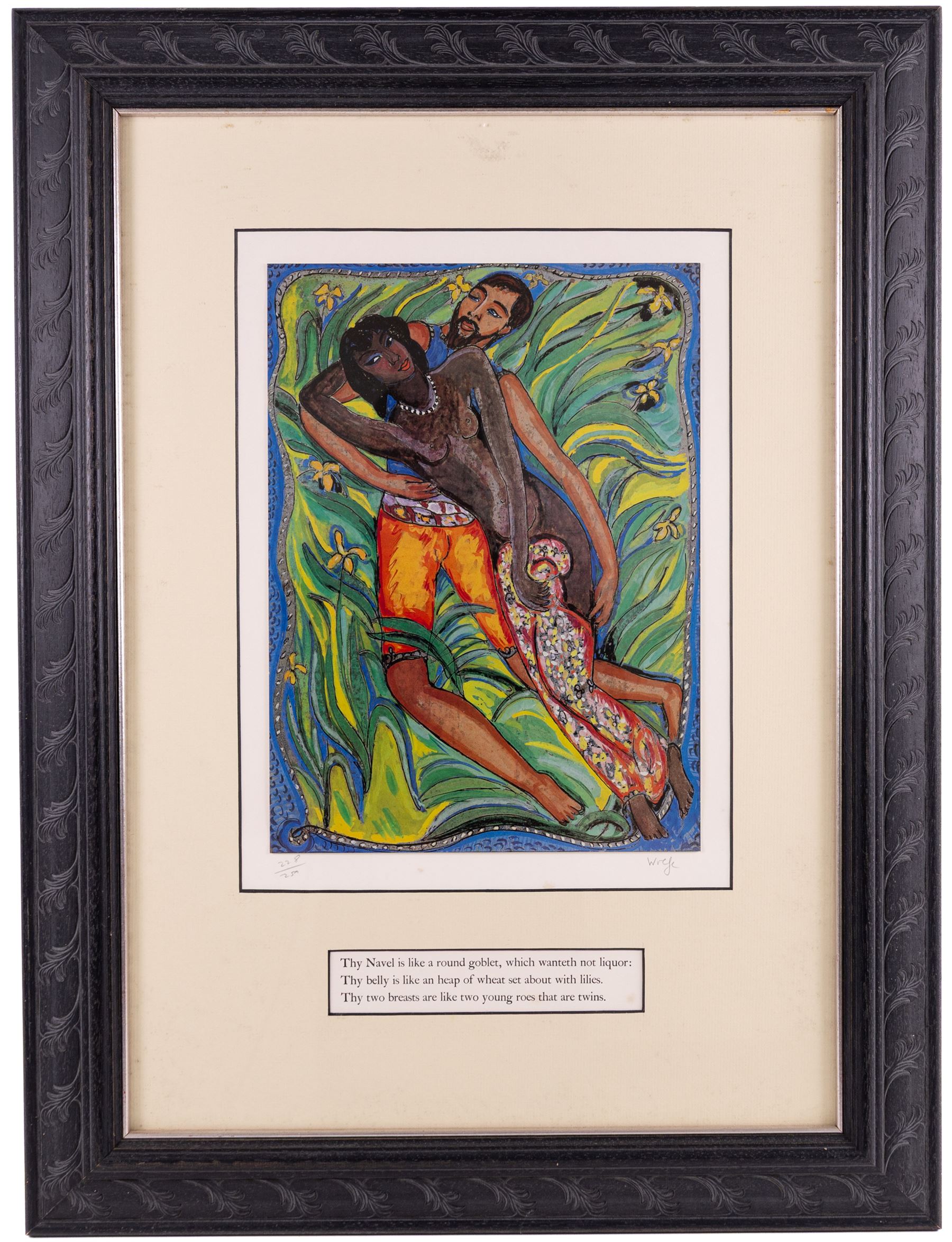 Edward Harris Wolfe (South African 1897-1982): 'Song of Songs', set of twelve limited edition lithographs on silvered paper each signed and numbered 228/250 in pencil, 36cm x 26cm, in matching frames (12)