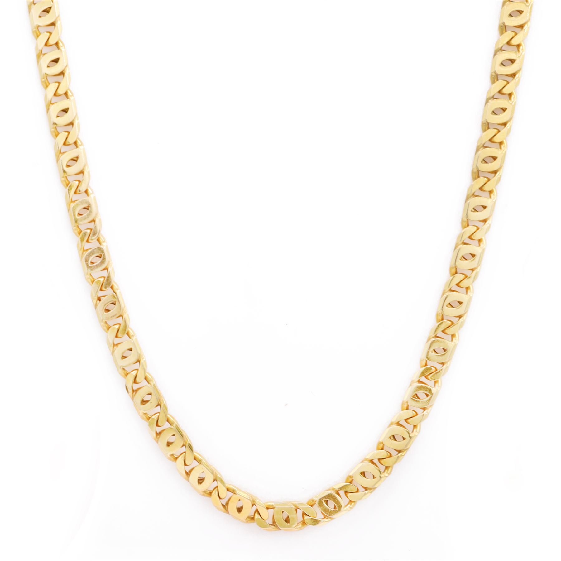 14ct gold flattened link chain necklace, stamped 585