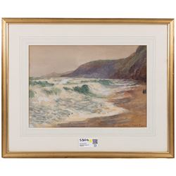 Runswick Bay and other local watercolours, and a fishermen print (4)