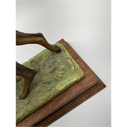 Border Fine Arts Doberman Pinscher, black with brown markings, limited edition 279 of 500 modelled by Elizabeth Waugh, with plinth H20.5cm, together with Border Fine Arts Doberman Pinscher, dark brown with light brown markings, limited edition 297 of 500 modelled by Elizabeth Waugh, with plinth H20.5cm