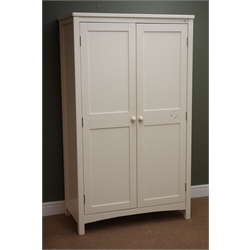  Ivory finish double wardrobe, two doors enclosing hanging rails, stile supports, W100cm, H171cm, D52cm  