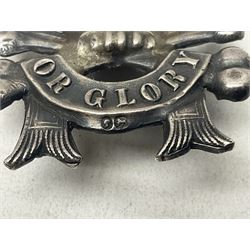 17th DCO Lancers Victorian NCO silver pre-1890 arm badge; early die-stamped skull and crossed bones stamped with Victoria head and lion; two loops verso