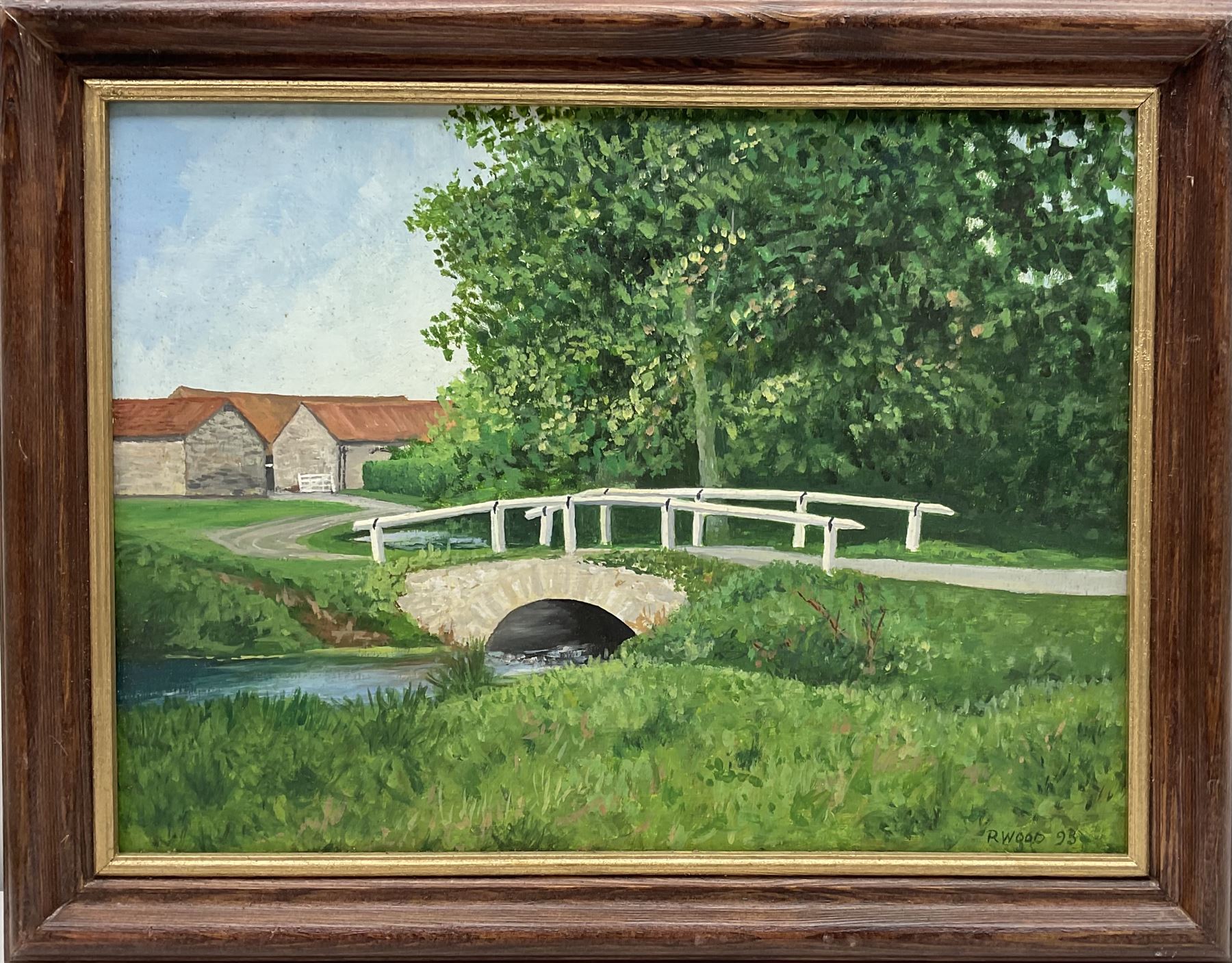 Robert Wood (British 20th century): 'The Lane Silpho' & two other North Yorkshire Farm scenes, three oils on canvas & board signed and dated (19)89/92/93, 28cm x x 44cm diminishing (3)