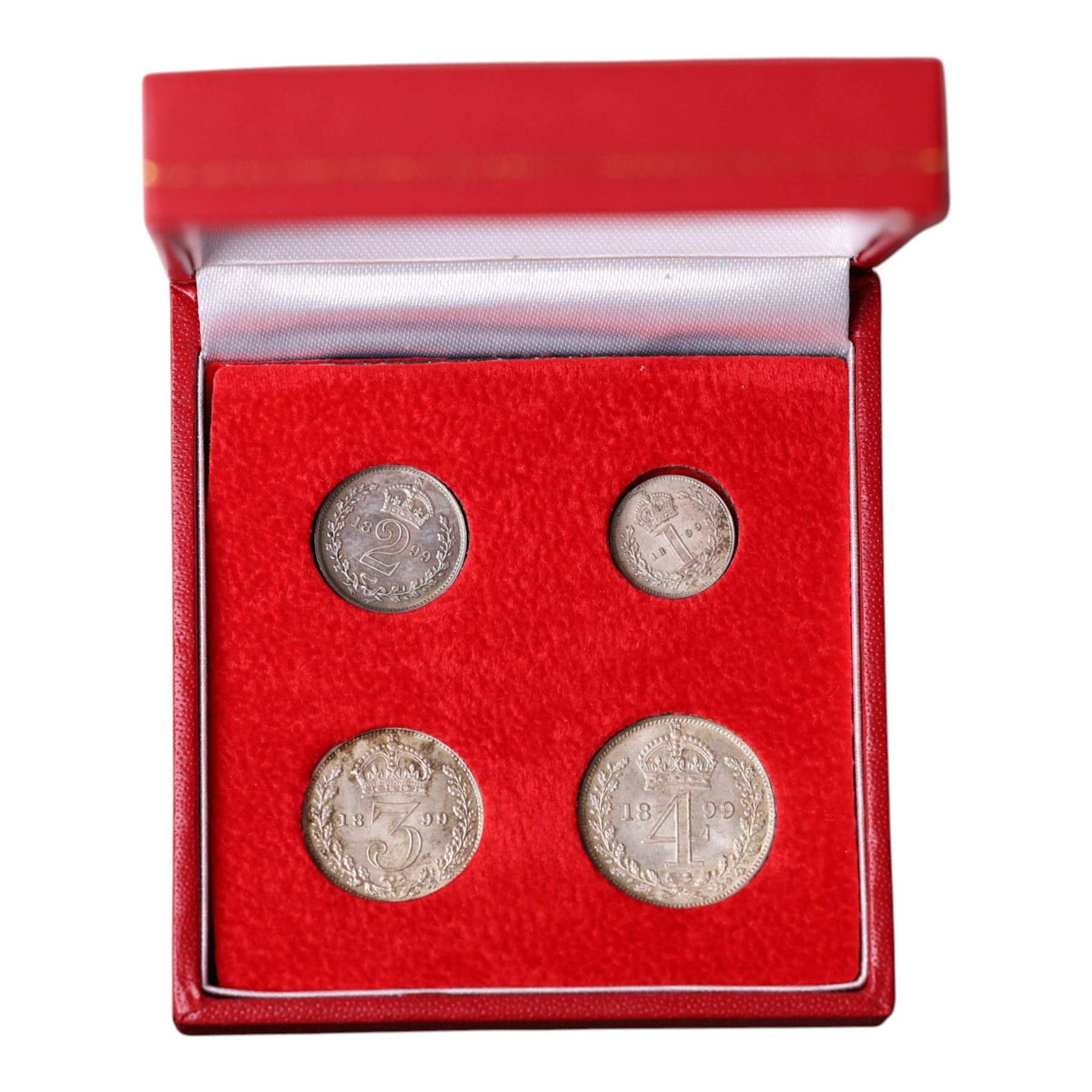 Queen Victoria 1899 Maundy silver four coin set, in later fitted case