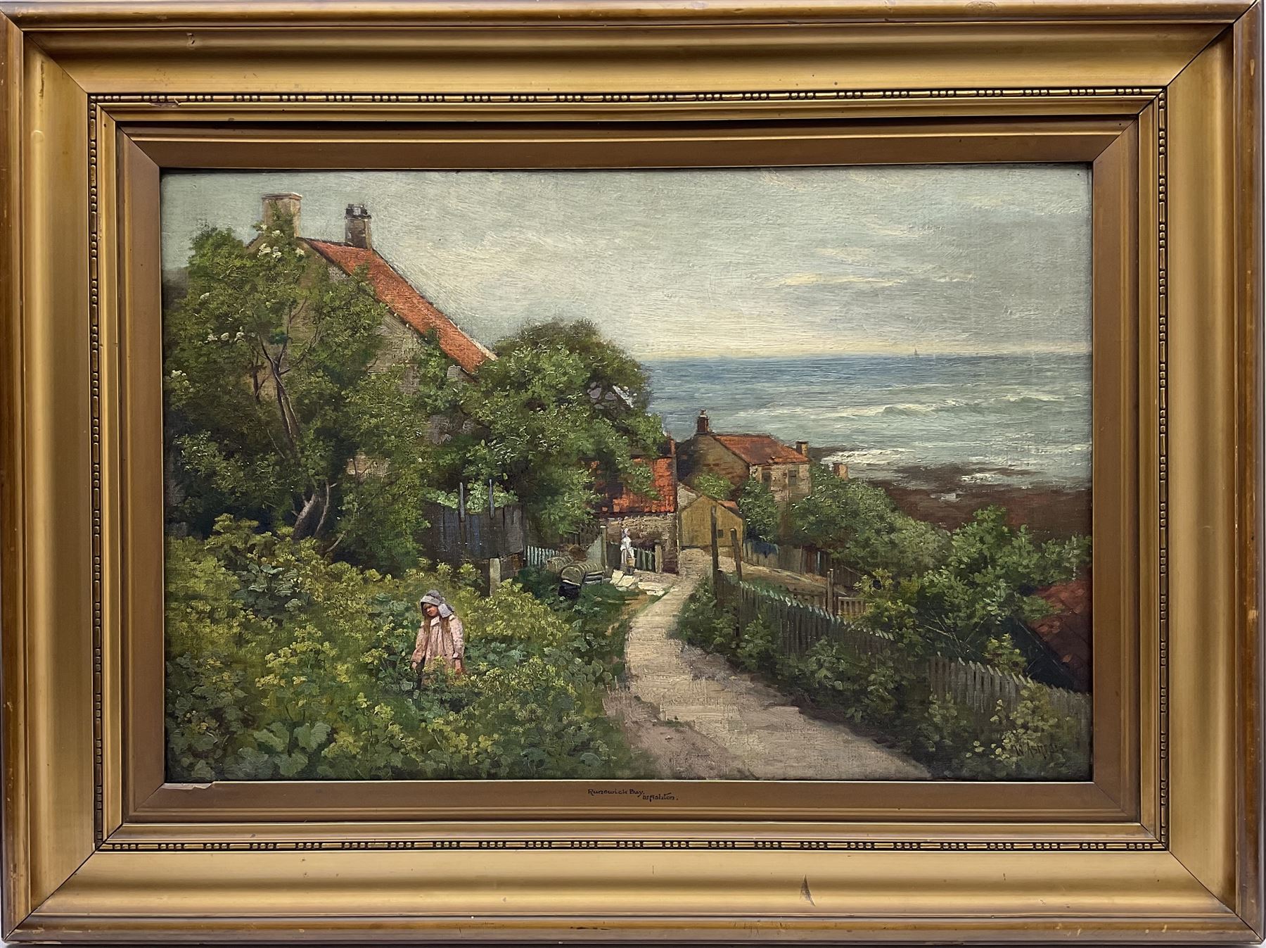 William Ashton (British 1853-1927): 'Runswick Bay', oil on canvas signed 50cm x 75cm 
