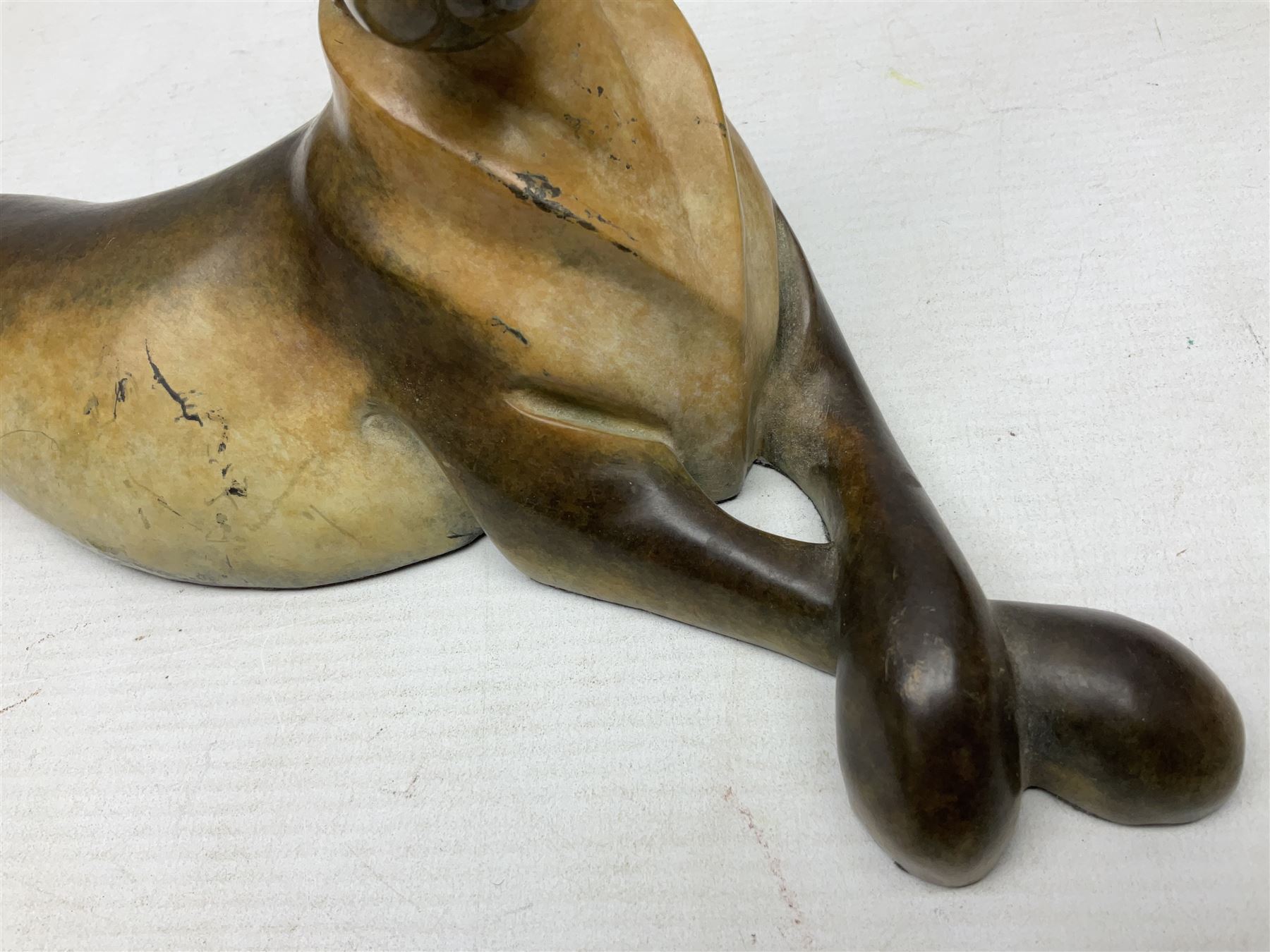 David Meredith (British 1973 - ), Lying Hare, patinated bronze, signed and limited edition 36/75, H17cm 