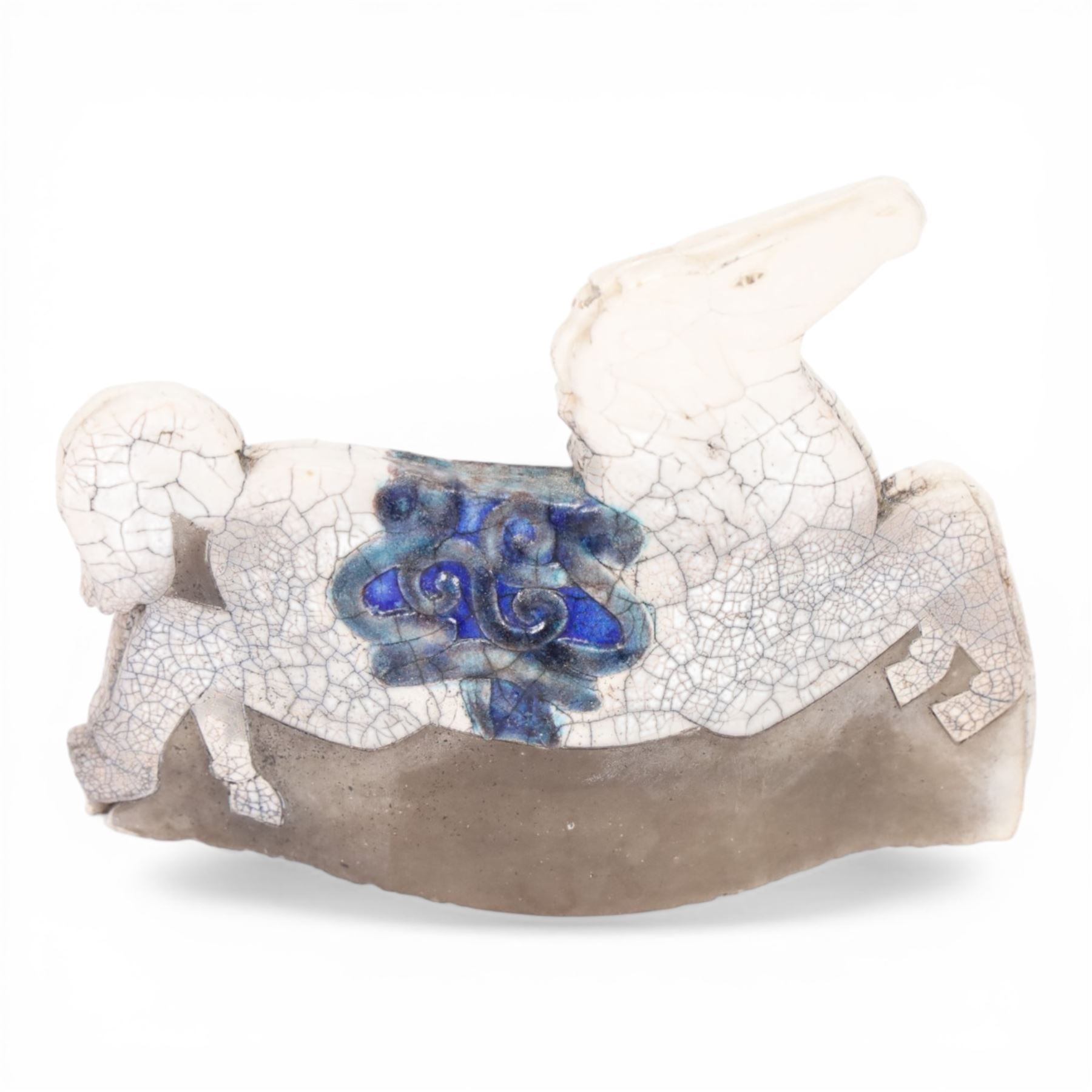 Sarah Noel (1961-), raku slab sculpture modelled as a horse, H14cm