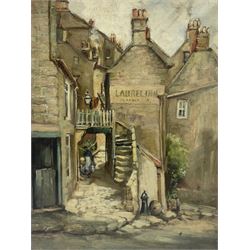English School (19th/20th century): 'The Laurel Inn Robin Hoods Bay', oil on canvas unsigned 40cm x 30cm (unframed)