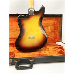 Fender three-tone Sunburst 12-string electric guitar c1965/6 Fullerton USA, with alder body and maple neck, the Indian rosewood fretboard with twenty-one frets and pearloid dot markers, fender electric XII bridge, F-stamp tuners (non-original), two split single coil pick-ups, master volume and tone and four-way switch, serial no.129730, L108cm; in original Fender case bearing label for Rivington Guitars New York with copy of original invoice; together with GuitarKes set-up and service certificate dated October 2021
