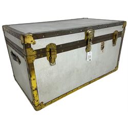 Mid-20th century metal travelling trunk