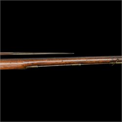 19th century 1793 Brown Bess flintlock musket, the 100cm barrel with ram rod under, full walnut stock with brass butt, carrying sling brackets, action marked Parsons and period triangular socket bayonet, L139cm
