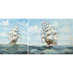 John Ambrose (Cornish 1931-2010): Ships in Full Sail, pair of oils on board signed 49cm x 39cm (2)