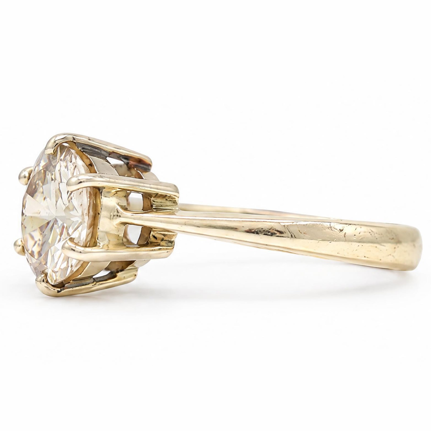 18ct gold diamond ring, six claw set with a single round brilliant cut diamond of approx 2.10 carat, stamped