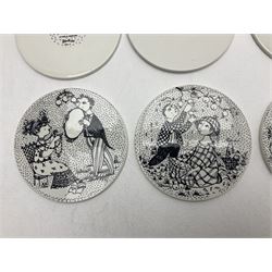 Bjorn Wiinblad for Nymolle Denmark set of twelve calendar wall plaques, D15cm