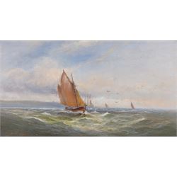 Charles W Ferris (British 19th/20th Century): Boats on Choppy Waters with Distant Seagulls...