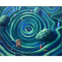 David Carson Shaw (British 1942-): 'An Oriole Passing', acrylic on canvas, signed, titled verso 19cm x 24cm