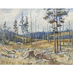 Dora Meeson Coates (Australian 1869-1955): 'A Fresh Clearing Australia', oil on board signed, titled verso on artist's Chelsea address label verso 40cm x 50cm 
Provenance: exh. W.I.A.C., label verso
Notes: Meeson was elected member of the Royal Institute of Oil Painters in London. She was also a member of the British Artists' Suffrage League