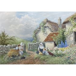Henry Murray (British fl.1850-1860): Cottage Scene with Children Playing, watercolour signed 17cm x 24cm