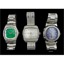 Three automatic stainless steel wristwatches including Mondia Chris-Craft, on expanding strap, Movado and Seiko Diamatic, both on original straps