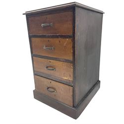 Early 20th century mahogany and stained pine pedestal chest, fitted with four drawers