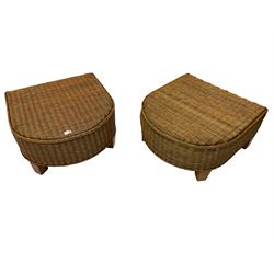 Pair of cane curved stools or tables