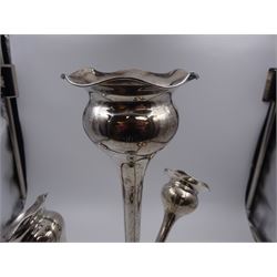 Early 20th century silver epergne, with four fluted branches, upon a weighted domed circular foot, engraved foot with monogram date 1887-1912, hallmarked Colen Hewer Cheshire, Chester 1910, H39.2cm