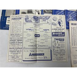 Chelsea F.C. 1940s/50s - twenty programmes for home matches including September 28th 1946 versus Charlton Athletic and October 12th 1946 versus Stoke City (souvenir programme 'entirely the work of ex-Servicemen'); the remainder 1947/48 - 1959/60 (20)