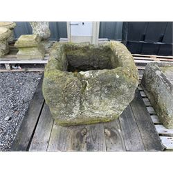 19th century square cube stone trough - THIS LOT IS TO BE COLLECTED BY APPOINTMENT FROM DUGGLEBY STORAGE, GREAT HILL, EASTFIELD, SCARBOROUGH, YO11 3TX