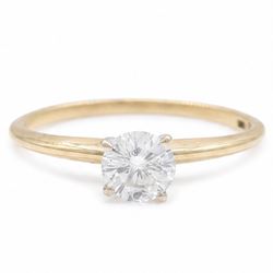 14ct gold diamond ring, four claw set with a single round brilliant cut diamond of 0.61 ca...