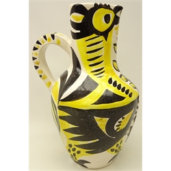  After Pablo Picasso (1881-1973) Hibou pattern pitcher the reverse painted with a figure, stamped Madoura Plein Feu, H42cm   Provenance: from the estate of Keith Beverley of Sandell, Flamborough  