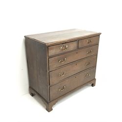 19th century oak chest, two short and three long drawers, ogee bracket supports 