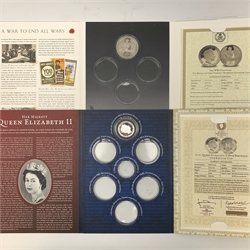 Modern commemorative coins including various Westminster 'Diamond Jubilee' fifty pence coins, three 2011 Bailiwick of Guernsey '40th Anniversary of decimalisation' five pound coins, Bailiwick of Guernsey 2011 commemorative poppy shape five pound coin etc