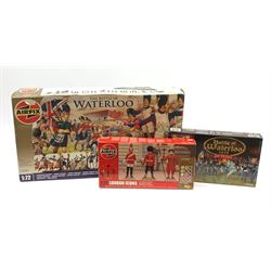 Two 1/72 scale plastic model kits of The Battle of Waterloo by Airfix and Revell; both boxed in factory sealed transparent packaging; and another Airfix 1/12 scale kit London Icons;  in factory sealed box (3)