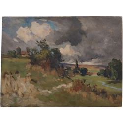 English Impressionist School (19th/20th Century): View Across a Landscape, oil on panel unsigned 23cm x 30cm (unframed)