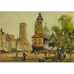 James W Milliken (British 1887-1930): Townscapes, pair watercolours signed 16cm x 24cm (2)