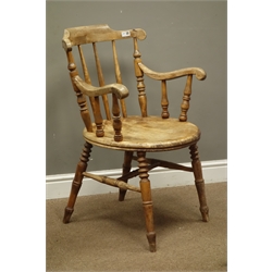  Victorian turned beech armchair, W61cm  