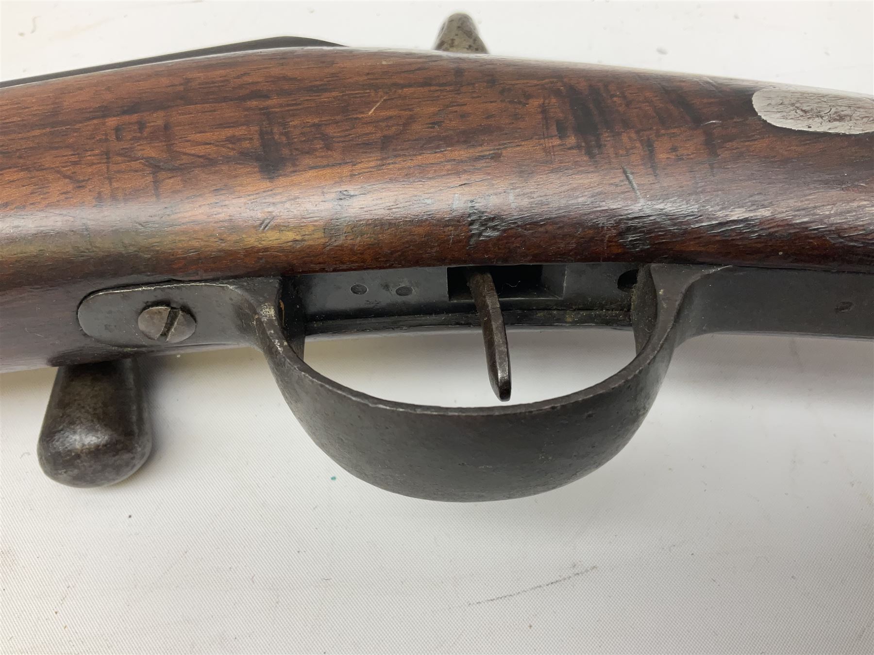 19th century Belgian Gras 12-bore (from 11-bore) bolt-action single barrel shotgun with 80cm barrel No.G85345 L127cm overall. Deactivated to early specification so requires re-deactivation to modern standards RFD ONLY - Disposed 25.06.25 - Notified 24.07.25