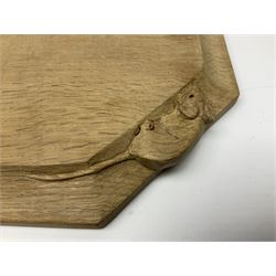 Mouseman; Yorkshire oak octagon breadboard, carved mouse signature, by Robert Thompson of Kilburn, 31cm x 25cm