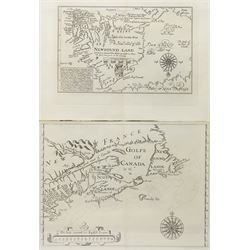 Rigobert Bonne (French 1727-1795): 'Isles de la Reine Charlotte', 18th century engraved map of the Queen Charlotte Islands (Haida Gwaii), engraved by Jean André c.1787, 29cm x 41cm; together with William Alexander (British 1567-1640): 'New Englande New Scotlande', later impression of the 1625 engraved map of New England and Nova Scotia, the first printed map to name Cape Cod, and John Mason (British c.1586-1635): 'Newfound Land', later impression of the 17th century engraved map of Newfoundland, Canada 52cm x 40cm (3) (framed as two)