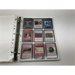 Collection of Star Trek collectors cards to include ‘Alternate Universe’ and ‘Q Continuum’ series, Star Wars cards etc housed in white album
and Harry Potter, Disney and other loose examples
