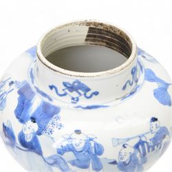 19th century Chinese blue and white jar, of pronounced baluster form, decorated in the Hundred Boys design, with numerous children at play, H23cm

The hundred boys design was a popular theme in Chinese Art employed from the Song period onwards. It expresses the desire to continue the family through male heirs and the performance of filial duties