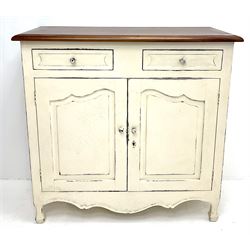 Laura Ashley Bramley range French style cream painted dresser, two drawers above two cupboards, with polished top