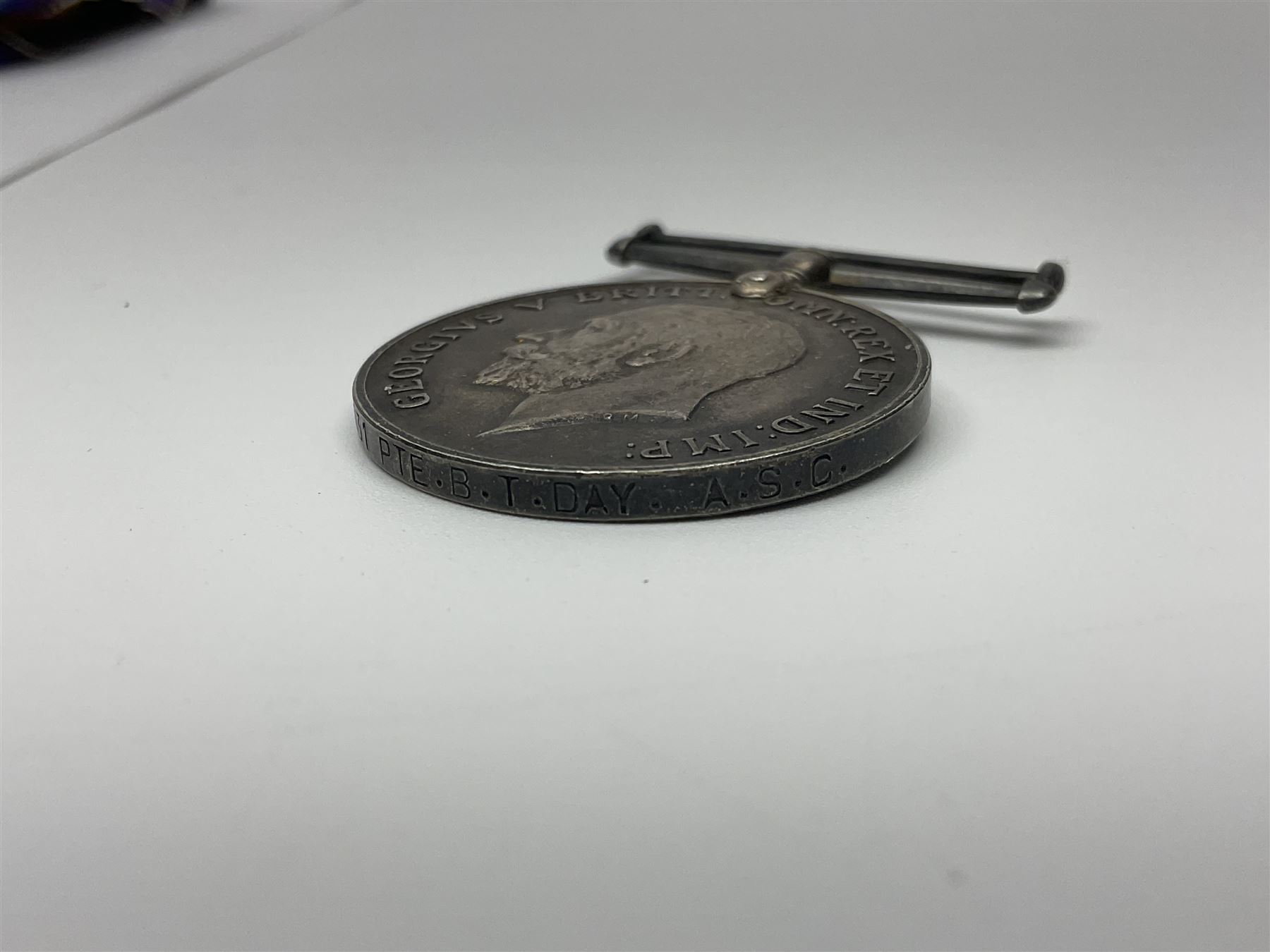 WW1 trio of medals comprising British War Medal, Victory Medal and 1914-15 Star awarded to S/4 091131 Pte. B.T. Day A.S.C.; and WW1 pair of medals comprising British War Medal and Victory Medal awarded to 240653 Gnr. E. Stephenson R.A.